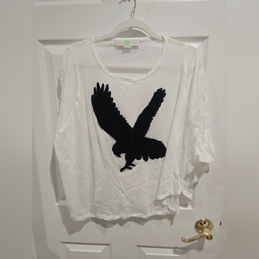 GUC Stella McCartney White Top with Black Bird Motif